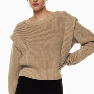 Aritzia Brown Crew Neck Grazia Sweater Merino Wool Size S